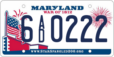 MD license plate 6AD0222