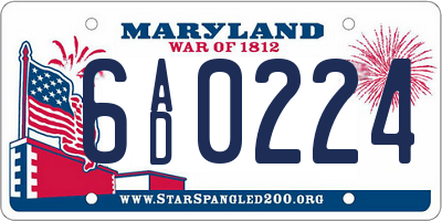 MD license plate 6AD0224