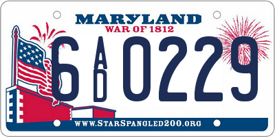 MD license plate 6AD0229