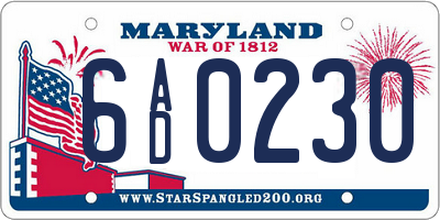 MD license plate 6AD0230