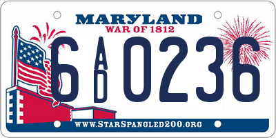 MD license plate 6AD0236
