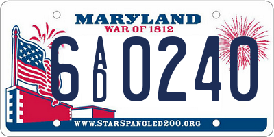 MD license plate 6AD0240
