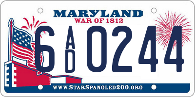 MD license plate 6AD0244
