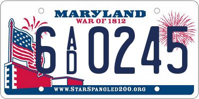 MD license plate 6AD0245