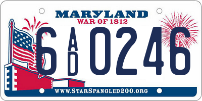 MD license plate 6AD0246