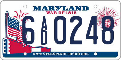 MD license plate 6AD0248