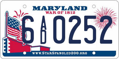 MD license plate 6AD0252