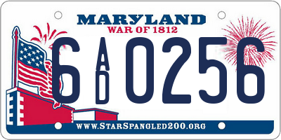 MD license plate 6AD0256