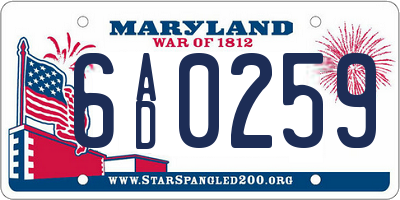 MD license plate 6AD0259