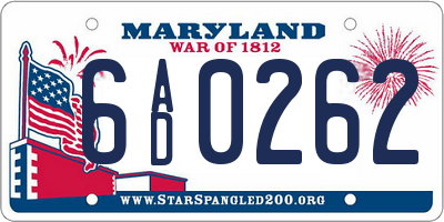 MD license plate 6AD0262