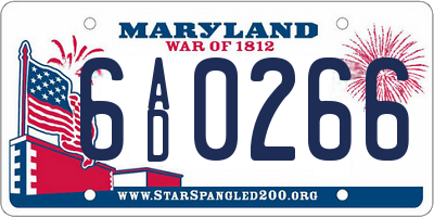 MD license plate 6AD0266