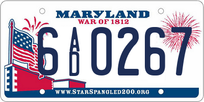 MD license plate 6AD0267