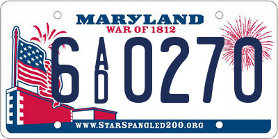 MD license plate 6AD0270