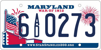 MD license plate 6AD0273