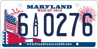 MD license plate 6AD0276