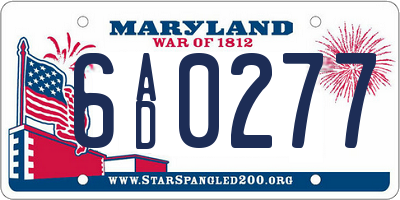 MD license plate 6AD0277