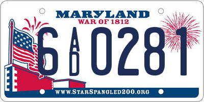 MD license plate 6AD0281