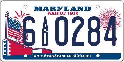 MD license plate 6AD0284