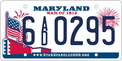 MD license plate 6AD0295
