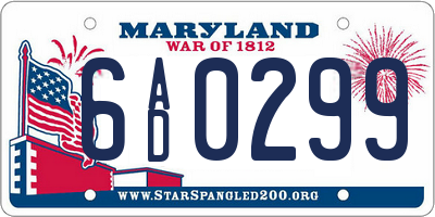 MD license plate 6AD0299