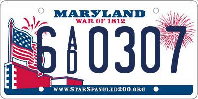 MD license plate 6AD0307