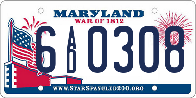 MD license plate 6AD0308