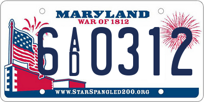MD license plate 6AD0312