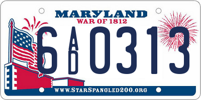 MD license plate 6AD0313