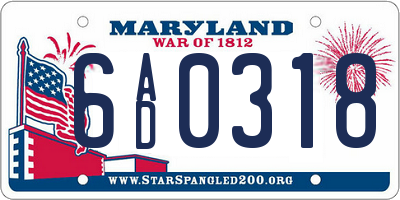 MD license plate 6AD0318