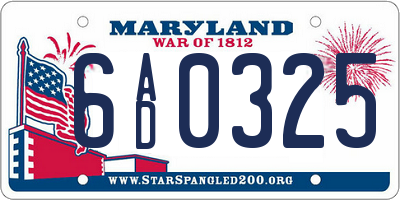 MD license plate 6AD0325