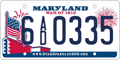 MD license plate 6AD0335