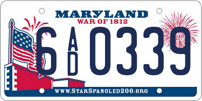 MD license plate 6AD0339