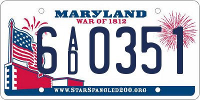 MD license plate 6AD0351