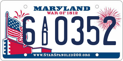 MD license plate 6AD0352