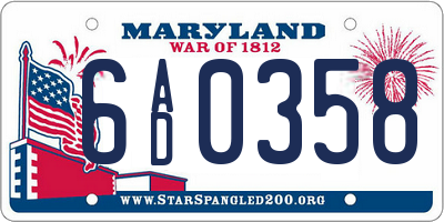 MD license plate 6AD0358