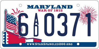 MD license plate 6AD0371