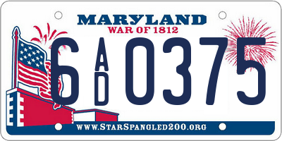 MD license plate 6AD0375