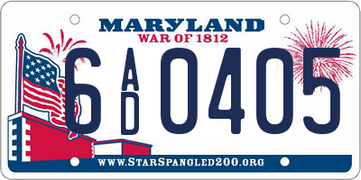 MD license plate 6AD0405