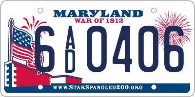 MD license plate 6AD0406