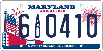 MD license plate 6AD0410