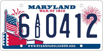 MD license plate 6AD0412