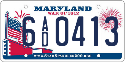 MD license plate 6AD0413
