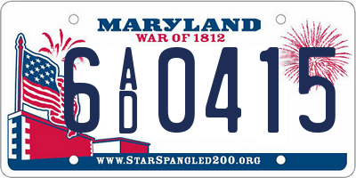MD license plate 6AD0415