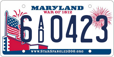 MD license plate 6AD0423