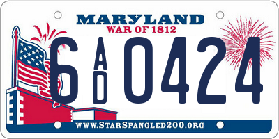 MD license plate 6AD0424