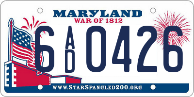 MD license plate 6AD0426