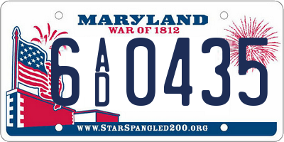 MD license plate 6AD0435