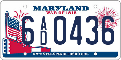 MD license plate 6AD0436