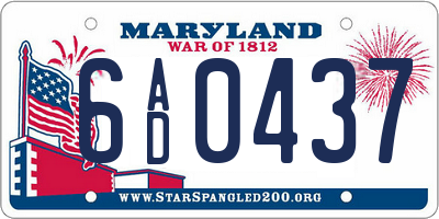 MD license plate 6AD0437