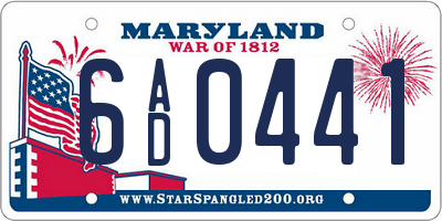 MD license plate 6AD0441